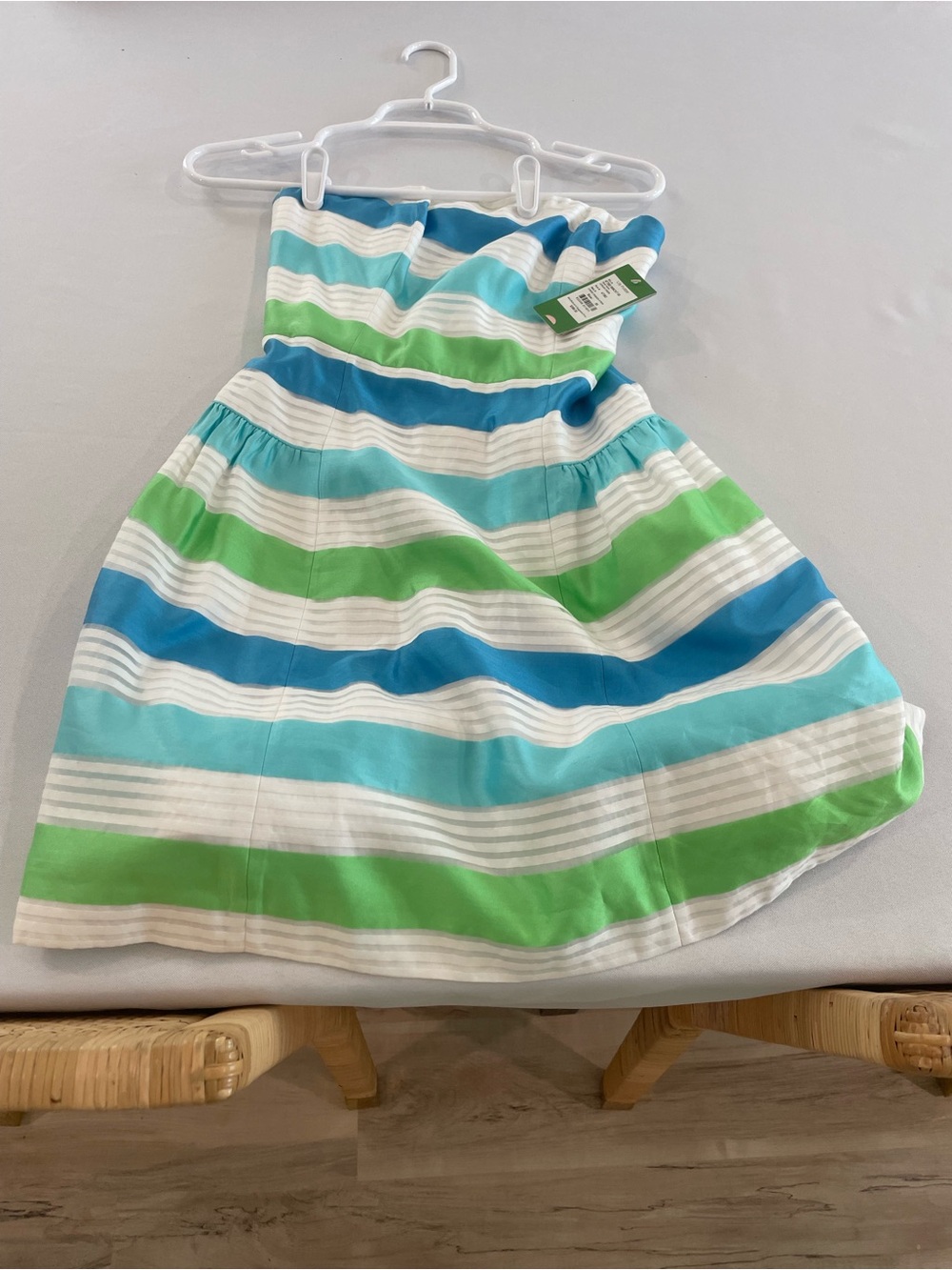 Lilly Pulitzer Strapless Striped Dress in Blue, Aqua & Green
